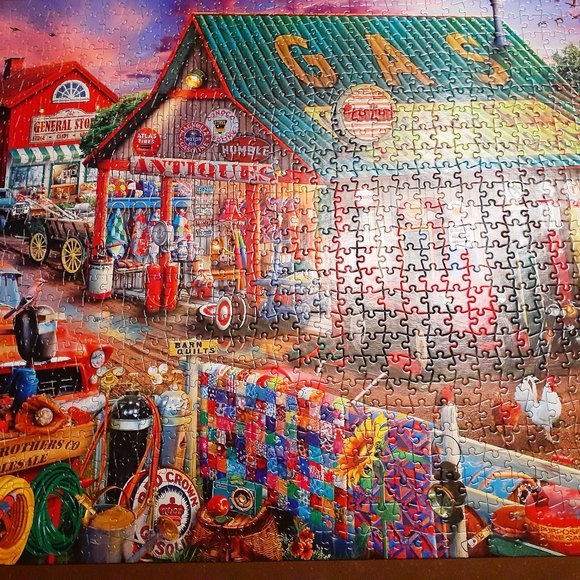 Buffalo Jigsaw Puzzle Antique Market 1000 Pieces Complete - Picture 2 of 7